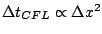 $ \Delta t_{CFL}\propto \Delta x^{2}$