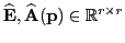 $ \widehat{ \mathbf{E}},\widehat{ \mathbf{A}}( \mathbf{p}) \in \mathbb{R}^{r \times r}$