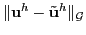 $ \Vert {\bf u}^h -\tilde{{\bf u}}^h\Vert _{{\cal G}}$