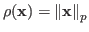 $ \rho({\bf x}) =
\left\Vert{\bf x}\right\Vert _{p}$